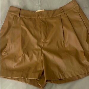 entro High Waist Faux Leather Shorts in Brown